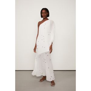 Vestido Longo Branco Um Ombro Só Bordado