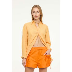 Camisa De Algodão Mini Square Manga Longa Off White