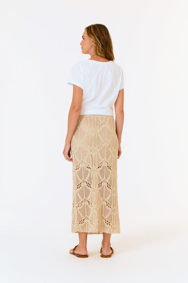 Saia Tricot Midi Ponto Rendado
