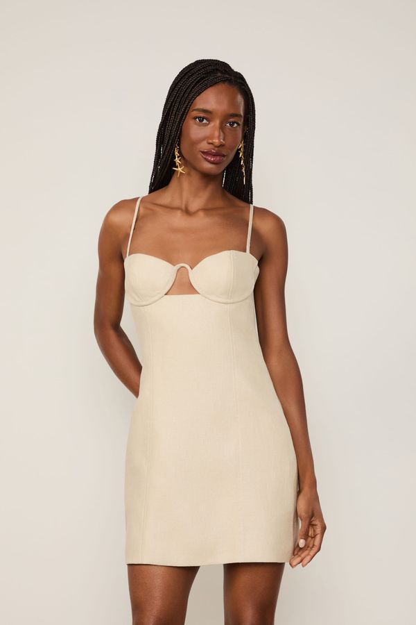 Vestido De Linho Curto Off Acqua