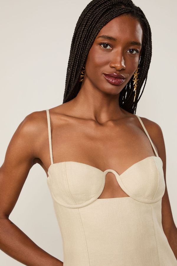 Vestido De Linho Curto Off Acqua