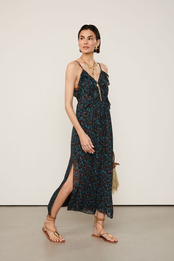 Vestido De Georgette Leve Midi Babados