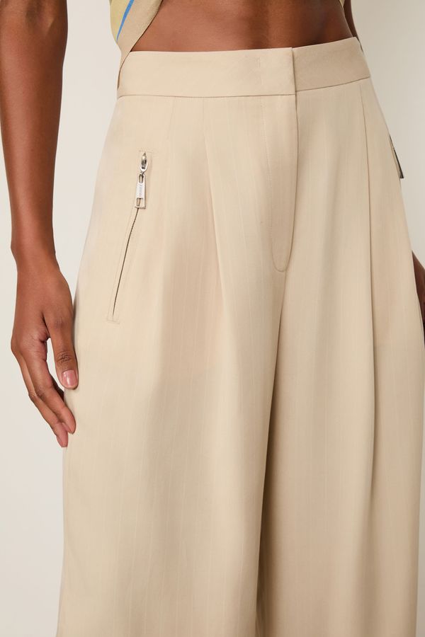 Calça Reta De Alfaiataria Risca De Giz