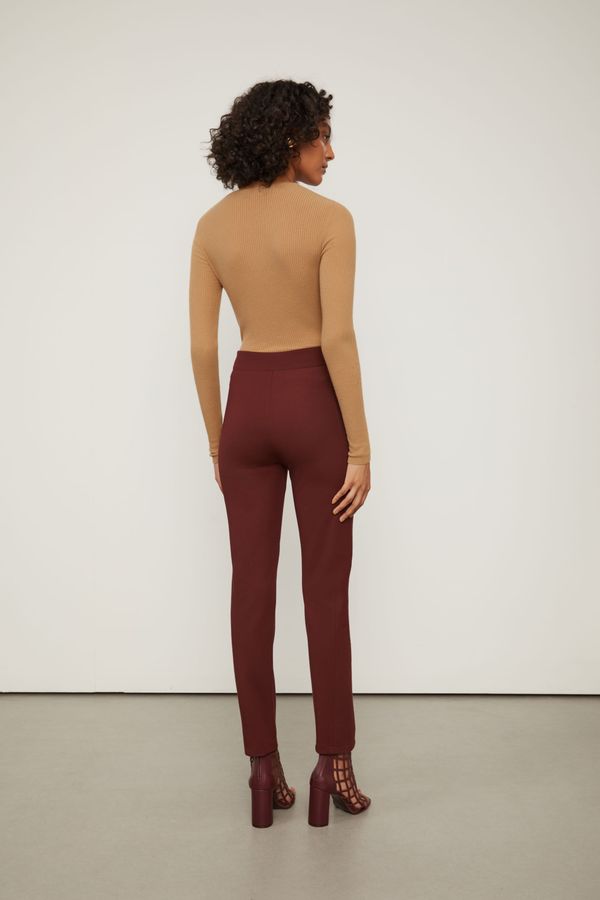 Calça Slim De Malha Estruturada Marrom