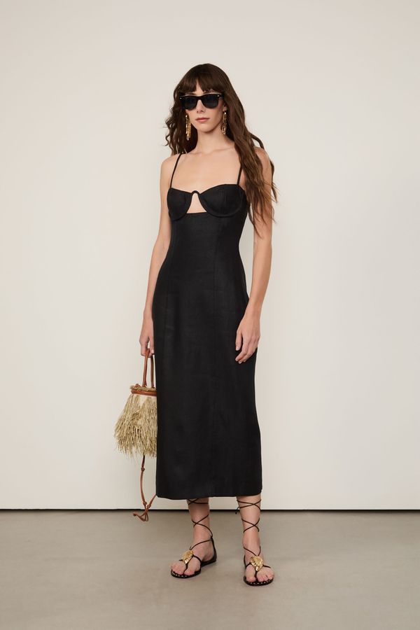 Vestido De Linho Midi