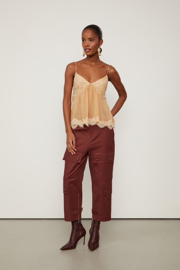 Calça Com Bolsos Marrom Rum