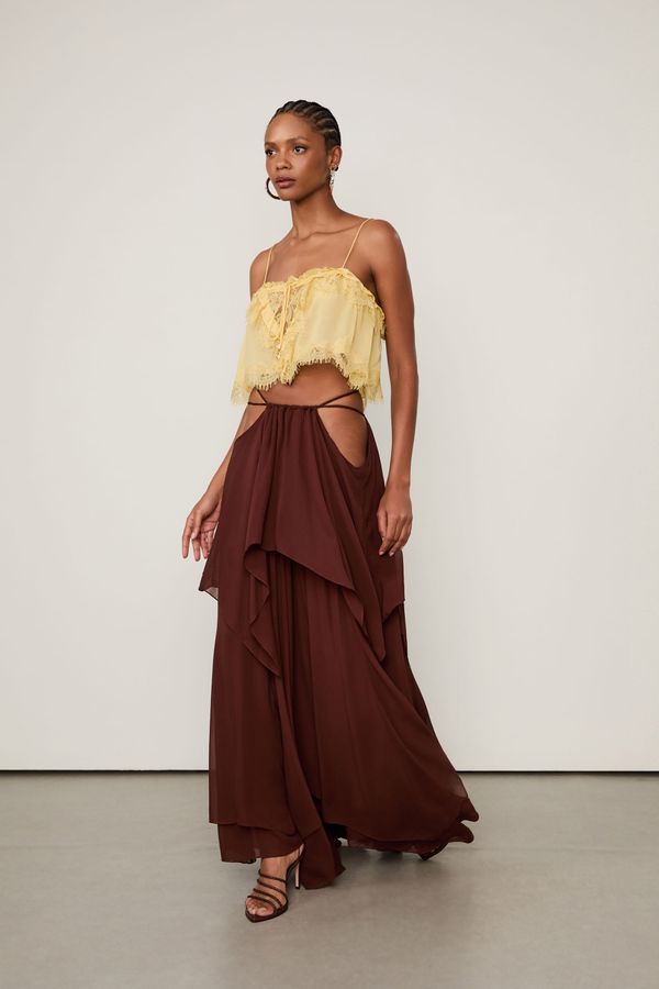 Top De Georgette Leve Babados Com Renda