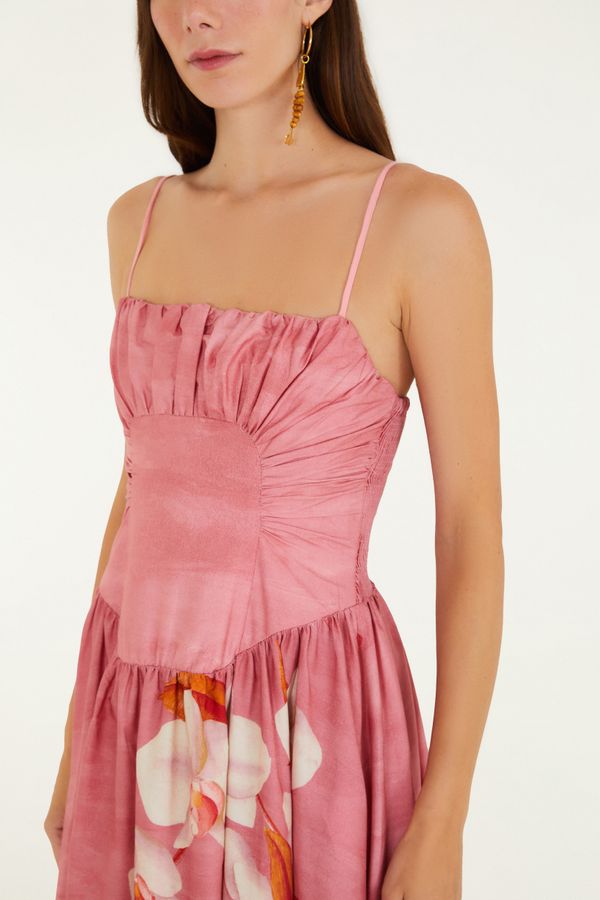 Vestido Longo Estampado Afrodite Rosa Jambo