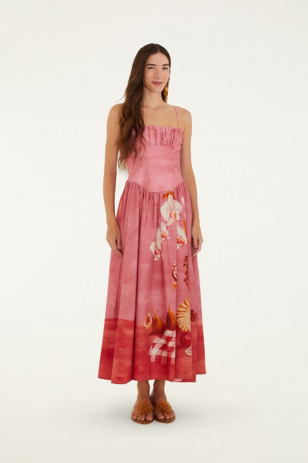 Vestido Longo Estampado Afrodite Rosa Jambo