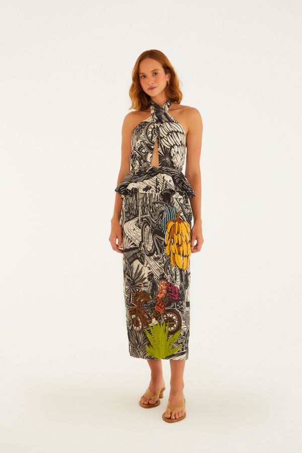 Vestido Midi Estampado Pb Ruta