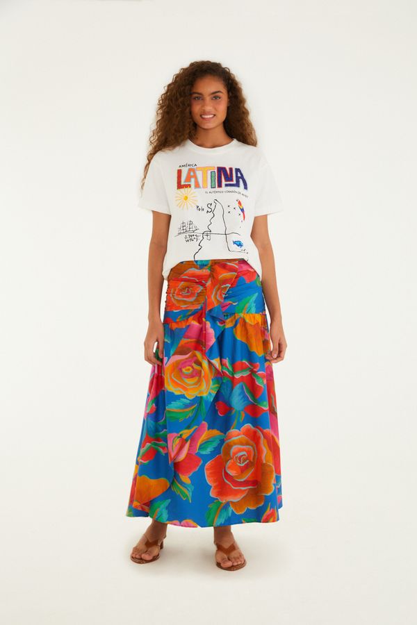 Saia Rosas Estampada Pintadas