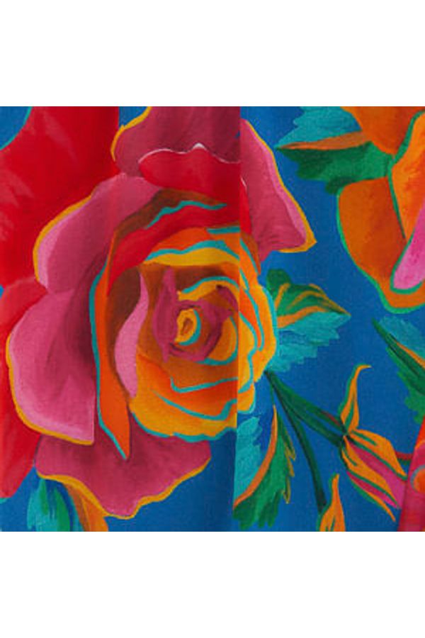 Vestido Babados Estampado Rosas Pintadas