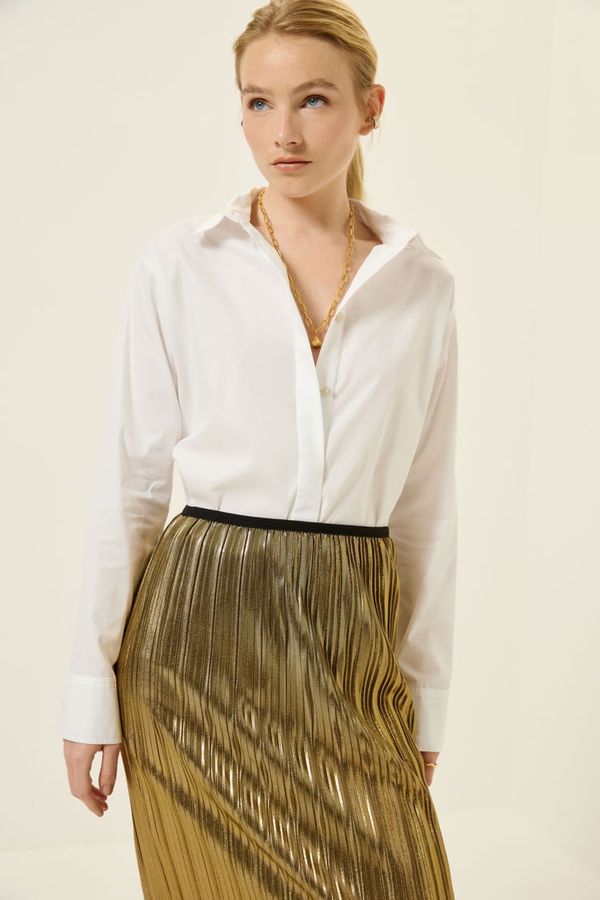 Camisa tricoline costas elástico branco