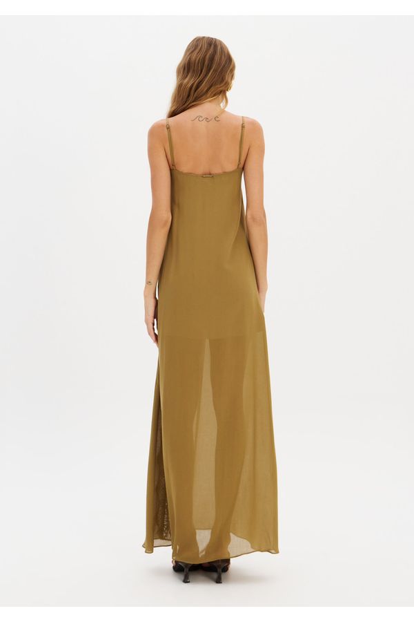 Vestido Super Midi De Alça Com Renda